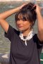 Women's Oversize T-Shirt Ruby Scarf with Magnetic Scarf Accessory Black – Comfortable Fit, 100% Cotton - 5