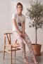 Short Sleeve Patterned Summer Women's Pajama Set - 3