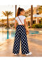 Girl's Polka Dot Wrinkled Fabric Wide-Leg Pants - 2