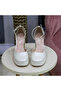 Women's White Platform Thick Heeled Ankle Strap Evening Dress Shoes - 3
