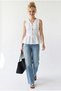 4940 Women's Poplin Flounce Sleeveless Peplum Blouse White - 4