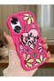 Oppo A60 Compatible Case Camera Protector Red Silicone Couple Phone Case Floral Pattern
