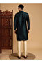 Mens Self Design Jacquard Silk Kurta Set - 2