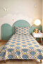 Geometric Blue Young Room Single Pique Set - Mustard Retro 160X220 cm Quilted Bedspread - 6