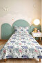 Pastel Floral Botanical Pique Set - Mint Powder Floral Single 160X220 cm Quilted Bedspread - 6