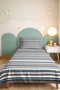Blue Striped Modern Youth Room Single Pique Set-Grey Geometric 160X220Cm Quilted Bedspread - 6