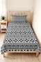 Black Geometric Bohemian Young Room Single Pique Set-White Ethnic 160X220Cm Quilted Bedspread - 5