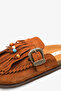 Daole Women's Casual Slippers with Genuine Leather Accessories - Tan Suede - 5
