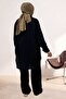 67051 Plus Size Muslin Suit with Cuffed Sleeves and Trousers - Black - 5