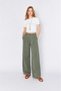 Women's Khaki Yp5115 Double Pleated Wide Leg Tencel Trousers