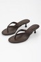 Women's Rivela Brown Leather Flip-Flop Heeled Slippers - 4