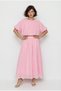 Women's Pink Short-Sleeved Balloon Form Blouse Pocket Detailed Lined Maxi Skirt Set 2788 60286364 - 3