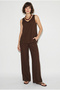 Women's Bitter Coffee V-Neck Strap Blouse Palazzo Pants Bottom-Top Set 3142 60283115
