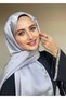 Evening Dress Janjan Shiny Satin Textured Hijab Evening Dress Chiffon Shawl - 3
