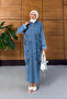 Women's Embroidered Half-Button Denim Dress - 8