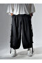 Men's Black Loose-Fit Trousers with Rope Detail Coc3243