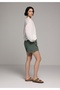 Regular Fit High Waist Straight Women's Green Shorts - 3