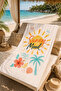 Palm Tree and Flower Themed 70X150 Beach Towel - 3