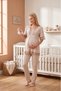 Women's Mink Short-Sleeved Lace Detailed Buttoned Breastfeeding-Friendly 100% Cotton Maternity Long Dressing Gown Pajama Set 3-Piece Set - 4
