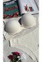 Elanora for You Women's White Ribbed Supportive Bra Panty Set Daily Comfortable Underwear - 2