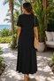 Rochie lungă din viscoză cu decolteu rotund Basic - Negru - 3