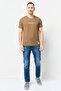 Men Crew Neck Short Sleeve Graphic Print T-Shirt, Brown - 2