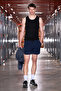Lebrija men's organic cotton elastic waist navy shorts with print detail - 2