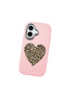 iPhone 16 Compatible Case with Camera Protector Pink Silicone Couple Phone Case with Heart Pattern - 3