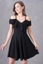 Women's Black Off-Shoulder Stylish Mini Evening Dress 077 - 4