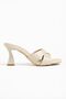 G-5016 Beige Patent Leather Double Strap Square Heeled Women's Shoes - 5