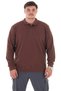 Long-Sleeved Polo Collar Seasonal Sweatshirt Brown Suitable for Men with Large Sizes between 115-155 Kilograms