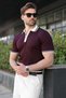 Plum Half Zipper Polo Collar Knitwear Men's T-Shirt E7501 - 2