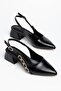 Women's Abiya Detailed Side-Accessory Pointed Toe Open Back Heel 3cm Comfortable for Daily Use