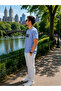 Men's Printed Crew Neck Blue Loose T-Shirt - 5
