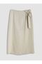 Lcw Everyday Beige Tie-Waist Wrap Cut 100% Linen Skirt - 5