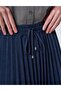 Pleated Suede Skirt Dark Navy Blue - 6