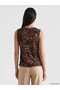 Original Oval Collar Leopard Patterned Blouse - 3