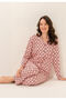Women's Flowers Patterned Pink Shirt Pajama Set Ar3761-S-V1