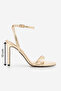 Women's Oval Toe Ankle Strap Thin Classic Heeled Sandals Moneza Gold - 3