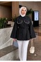 Lace Detailed Waist-Tied Shirt Tunic Women's Oversized Long Sleeve Buttoned Stylish Hijab Tunic Daily Office Seasonal Relaxed Fit Modern Modest Clothing - 2