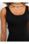 Black U-Neck Straight Strap Women's Tank Top - 5