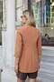 Hakim Lapel Collar Flato Pocketed Long Blazer with Slit Sleeves Cotton Lycra Fabric Jacket-Cinnamon - 6