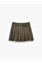 Thick Pleated Mini Skirt with Belt Detail - 4
