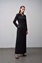 Satin Trimmed Double Collar Lined Overcoat Black 6876-A - 4