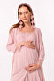 Cotton Maternity Nightgown and Dressing Gown Set with Nursing Features Effortt - Powder - 7