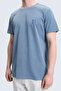Blue Regular Fit Printed Crew Neck 100% Cotton T-Shirt - 3