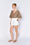 Women's White Elastic Waist Tasseled Short Shorts - 3