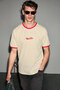 Golondro Men's 100% Organic Cotton Regular Fit Vanilla T-Shirt with Contrast Piping and Print Detail - 2