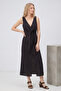 Women's Draped Knot Detailed Stylish Long Dress - 5