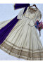 Cream Cosmos Embroidered Gown Set - FFT8002 | Cream - 3
